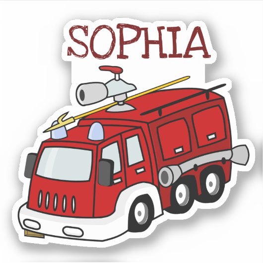 Personalisierter Rotfeuerwagen Aufkleber (Vorderseite)