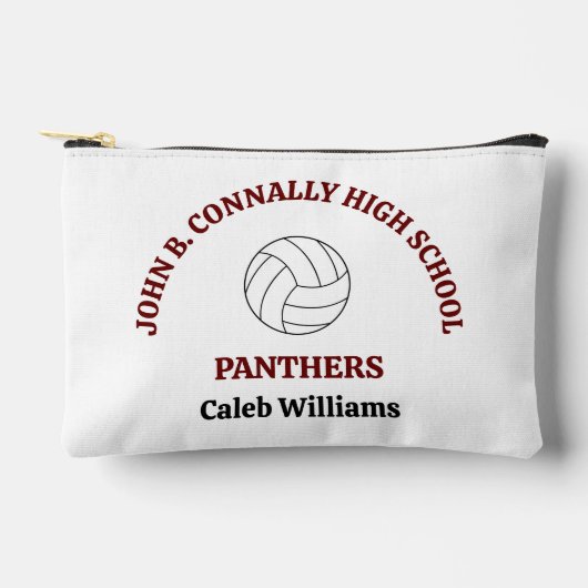 Personalisierter Rotschwarzer High School Volleyba Zubehörtasche (Vorderseite)