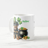 Personalisierter Rottweiler Hund St. Patricks Tag Kaffeetasse (Vorderseite Links)