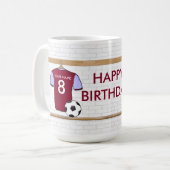 Personalisierter Rotwein-blauer Fußball-Fußball Kaffeetasse (Vorderseite Links)