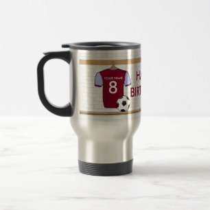 Personalisierter Rotwein-blauer Fußball-Fußball Reisebecher