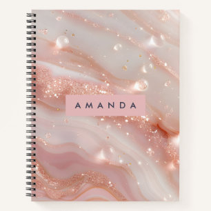 Personalisierter Rouge Rose Gold Marmor Glanz Notizblock