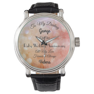 Personalisierter Ruby-Hochzeitstag Armbanduhr