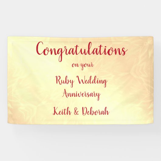 Personalisierter Ruby-Hochzeitstag Banner (Horizontal)