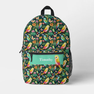 Personalisierter Rucksack für Papagei und Wälder