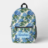 Personalisierter Rucksack mit blauer Hydrangeas (Vorderseite)