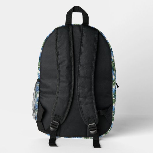 Personalisierter Rucksack mit blauer Hydrangeas (Rückseite)