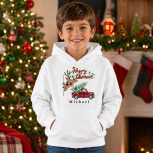 Personalisierter Rudolph Frohe Weihnachten Jungen Hoodie