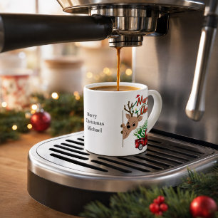 Personalisierter Rudolph Frohe Weihnachten Vintage Espressotasse