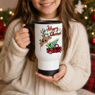 Personalisierter Rudolph Frohe Weihnachten Vintage Reisebecher