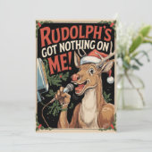 Personalisierter Rudolph hat nichts Fantastisches Feiertagskarte (Stehend Vorderseite)