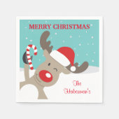 Personalisierter Rudolph Rentier mit Candy Cane Serviette (Vorderseite)