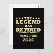 Personalisierter Ruhestand Die Legende ist in Rent Postkarte (Vorne/Hinten)