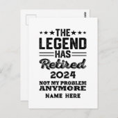 Personalisierter Ruhestand Die Legende ist in Rent Postkarte (Vorne/Hinten)