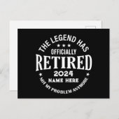 Personalisierter Ruhestand Die Legende ist in Rent Postkarte (Vorne/Hinten)