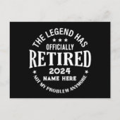 Personalisierter Ruhestand Die Legende ist in Rent Postkarte (Vorderseite)