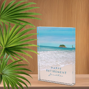Personalisierter Ruhestand von Tropical Beach Fotoblock