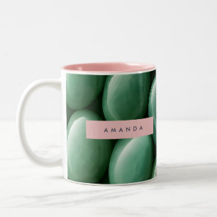 Personalisierter ruhiger grüner Jade-Stein Zweifarbige Tasse