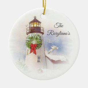 Personalisierter Rundgang Keramik Leuchtturm Keramik Ornament