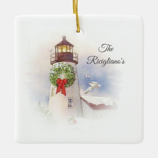 Personalisierter Rundgang Keramik Leuchtturm Keramikornament (Vorderseite)