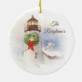 Personalisierter Rundgang Keramik Leuchtturm Ornament (Hinten)
