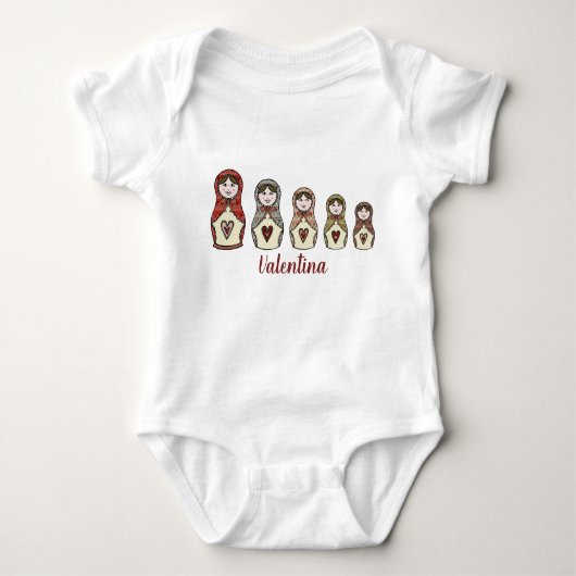 Personalisierter russischer Puppe Matryoshka Baby Baby Strampler (Vorderseite)