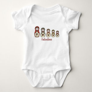 Personalisierter russischer Puppe Matryoshka Baby Strampler