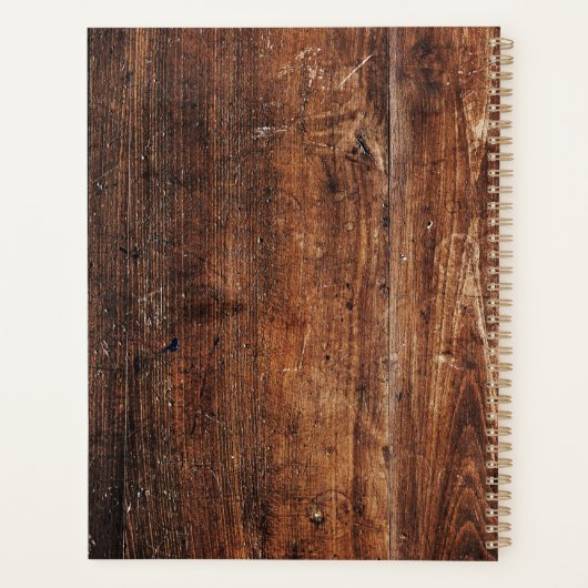 Personalisierter rustikaler Altholzplaner Planer (Rückseite)