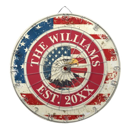 Personalisierter rustikaler amerikanischer Fahne P Dartscheibe (vorne)