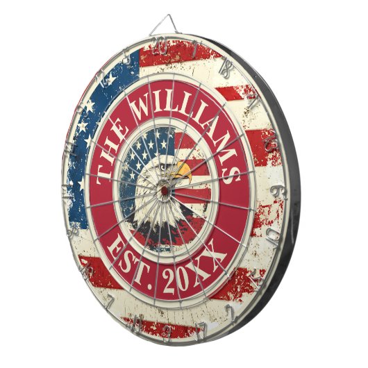 Personalisierter rustikaler amerikanischer Fahne P Dartscheibe (Vorderseite rechts)