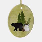 Personalisierter Rustikaler Bär Weihnachten Keramik Ornament (Rechts)
