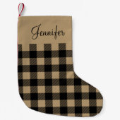 Personalisierter Rustikaler Brown Buffalo Karo Kleiner Weihnachtsstrumpf (Vorderseite)