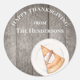Personalisierter rustikaler Erntedank Pumpkin Pie Runder Aufkleber