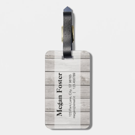 Personalisierter rustikaler heller hölzerner gepäckanhänger (Rückseite vertikal)