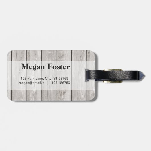Personalisierter rustikaler heller hölzerner gepäckanhänger (Rückseite horizontal)