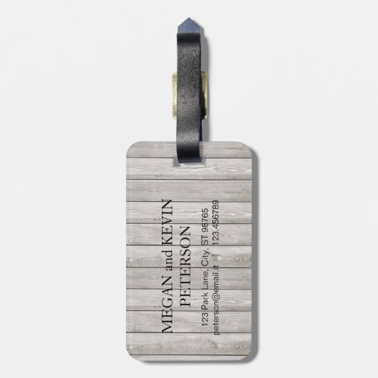 Personalisierter rustikaler hölzerner Gepäckumbau Gepäckanhänger (Rückseite vertikal)