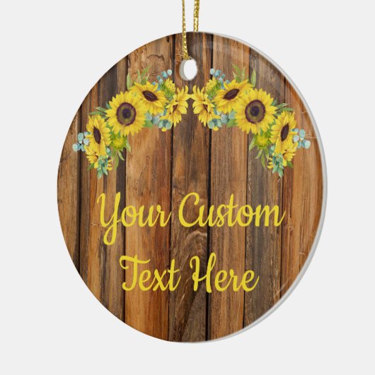 Personalisierter, rustikaler Holzsonnenübergang Keramik Ornament (Links)