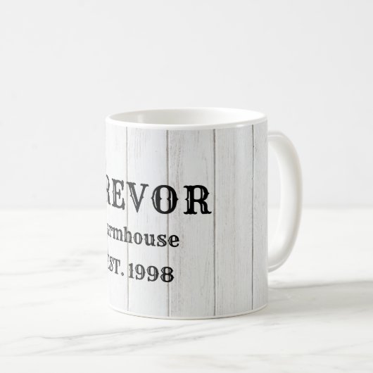 Personalisierter rustikaler Holzstee Kaffeetasse (VorderseiteRechts)