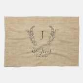 Personalisierter, rustikaler Monogramm-Familiennam Geschirrtuch (Horizontal)