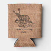Personalisierter Rustikaler Schoß mit Hirschillust Dosenkühler (Vorderseite)