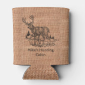 Personalisierter Rustikaler Schoß mit Hirschillust Dosenkühler (Rückseite)