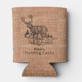 Personalisierter Rustikaler Schoß mit Hirschillust Dosenkühler (Rückseite)