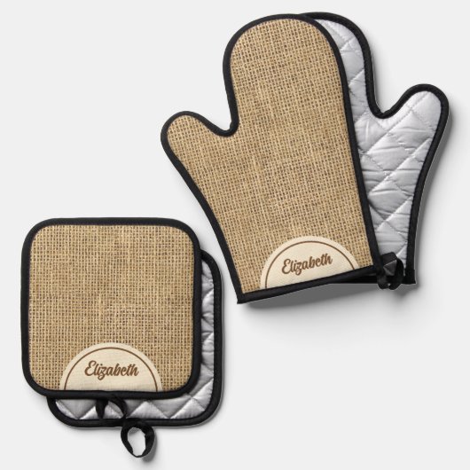 Personalisierter rustikaler Simulator Ofenhandschuh & Topflappen-Set (Vorderseite/Rückseite)