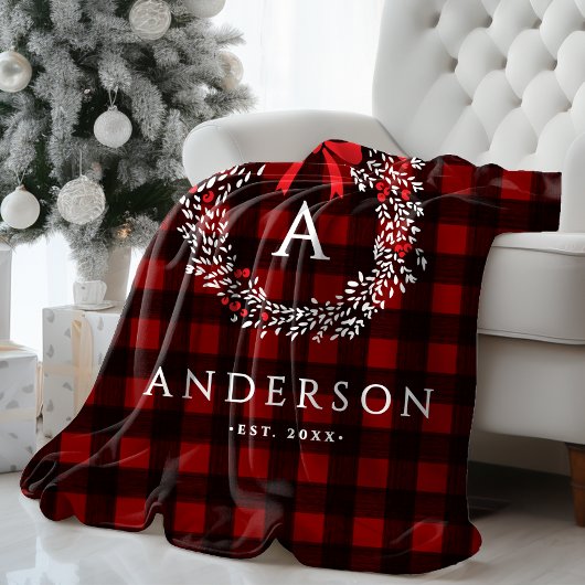 Personalisierter Rustikaler Urlaubswreath Buffalo  Fleecedecke