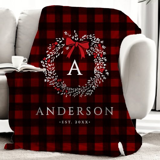 Personalisierter Rustikaler Urlaubswreath Buffalo  Fleecedecke