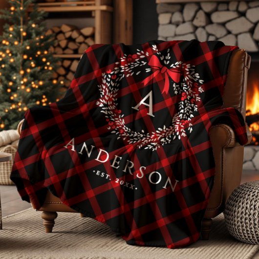 Personalisierter Rustikaler Urlaubswreath Buffalo  Fleecedecke
