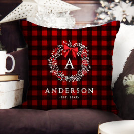 Personalisierter Rustikaler Urlaubswreath Buffalo Kissen