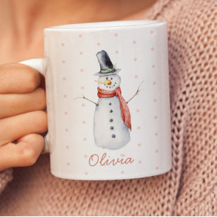 Personalisierter Rustikaler Wasserfarben-Schneeman Tasse