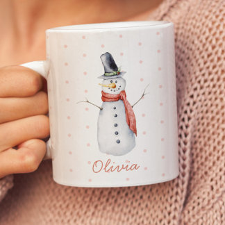 Personalisierter Rustikaler Wasserfarbenschneemann Tasse