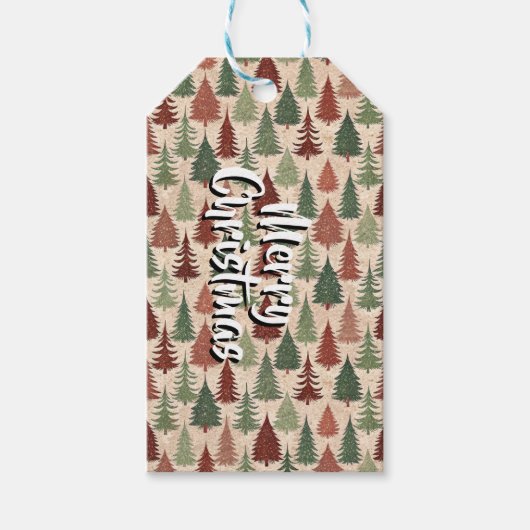 Personalisierter rustikaler Weihnachtsbaum Geschenkanhänger (Vorderseite)